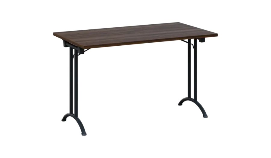 SLA 125 lak skládací jednací stůl 1250x700, deska 25 mm, podnož černý lak, deska ořech královský